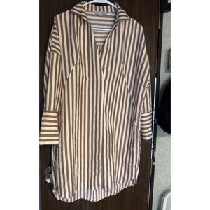 Oversized Striped Shirt Dress. Cognac&Ivory Chic Boyfriend Shirt See Pics Meas.M